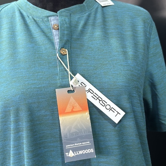 Tallwoods Quick Dry,soft touch,stretch,moisture wicking crewneck 2 button front - Picture 4 of 9